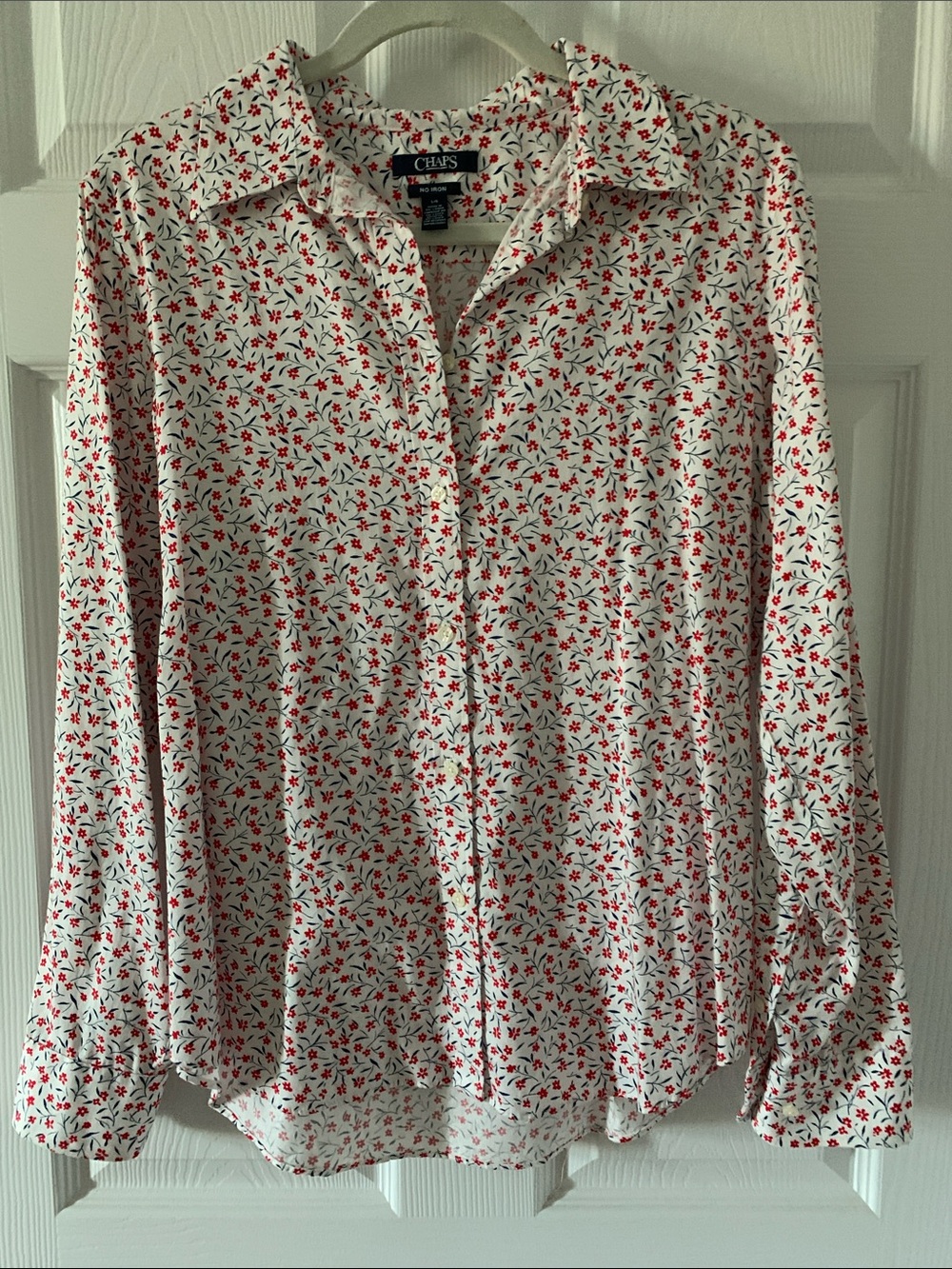 Two Chaps blouses for one price.  One Red and white and the other all white.